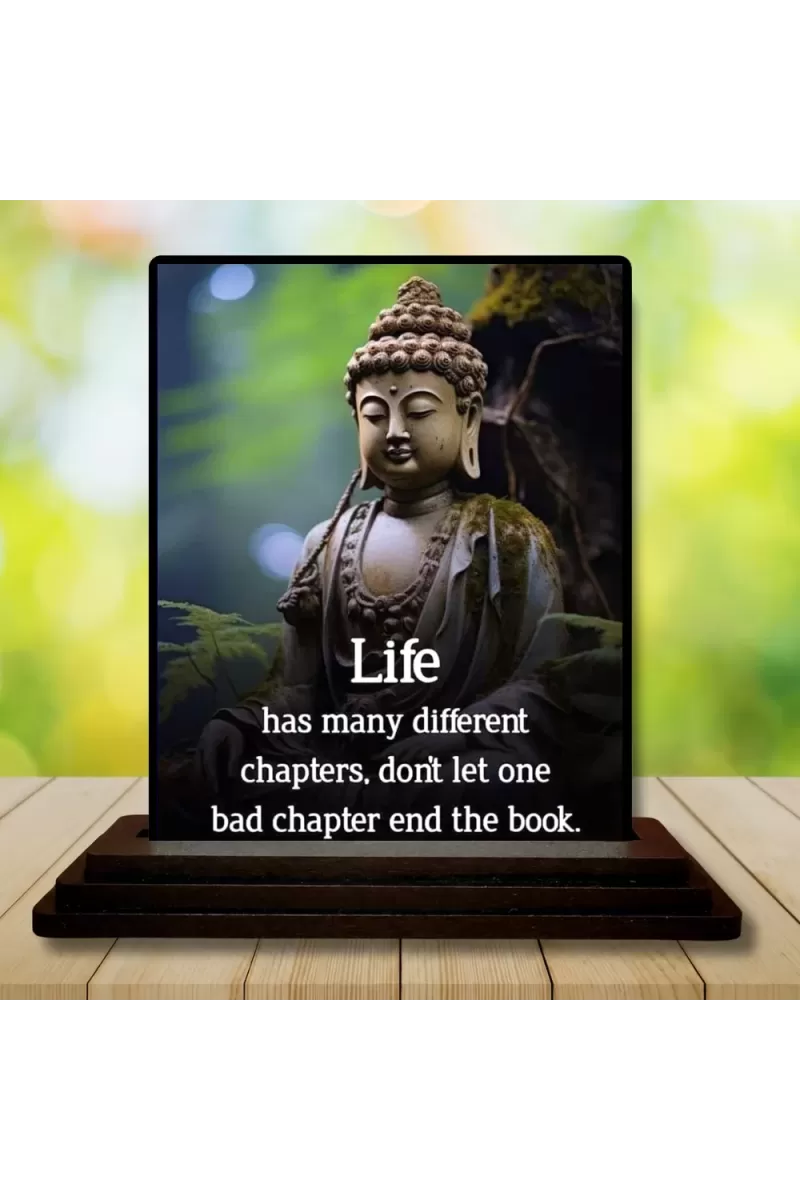 Car Dashboard Gautama Buddha Wooden Photo Stand  3x4 Inches, Compact & Stylish Spiritual Display For Car, Home & Office (Pack Of 1) (F48830)