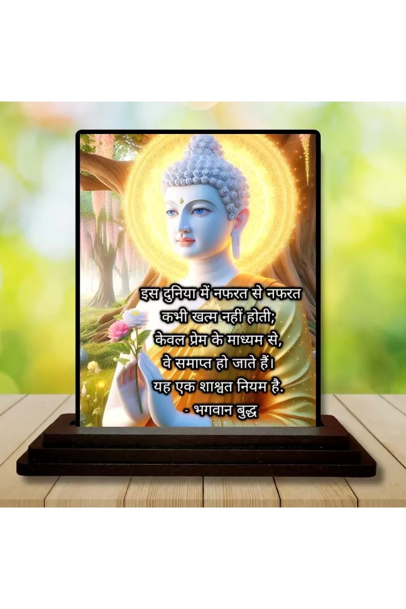 Car Dashboard Gautama Buddha Wooden Photo Stand  3x4 Inches, Compact & Stylish Spiritual Display For Car, Home & Office (Pack Of 1) (F48831)