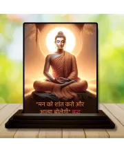 Car Dashboard Gautama Buddha Wooden Photo Stand  3x4 Inches, Compact & Stylish Spiritual Display For Car, Home & Office (Pack Of 1) (F48832)