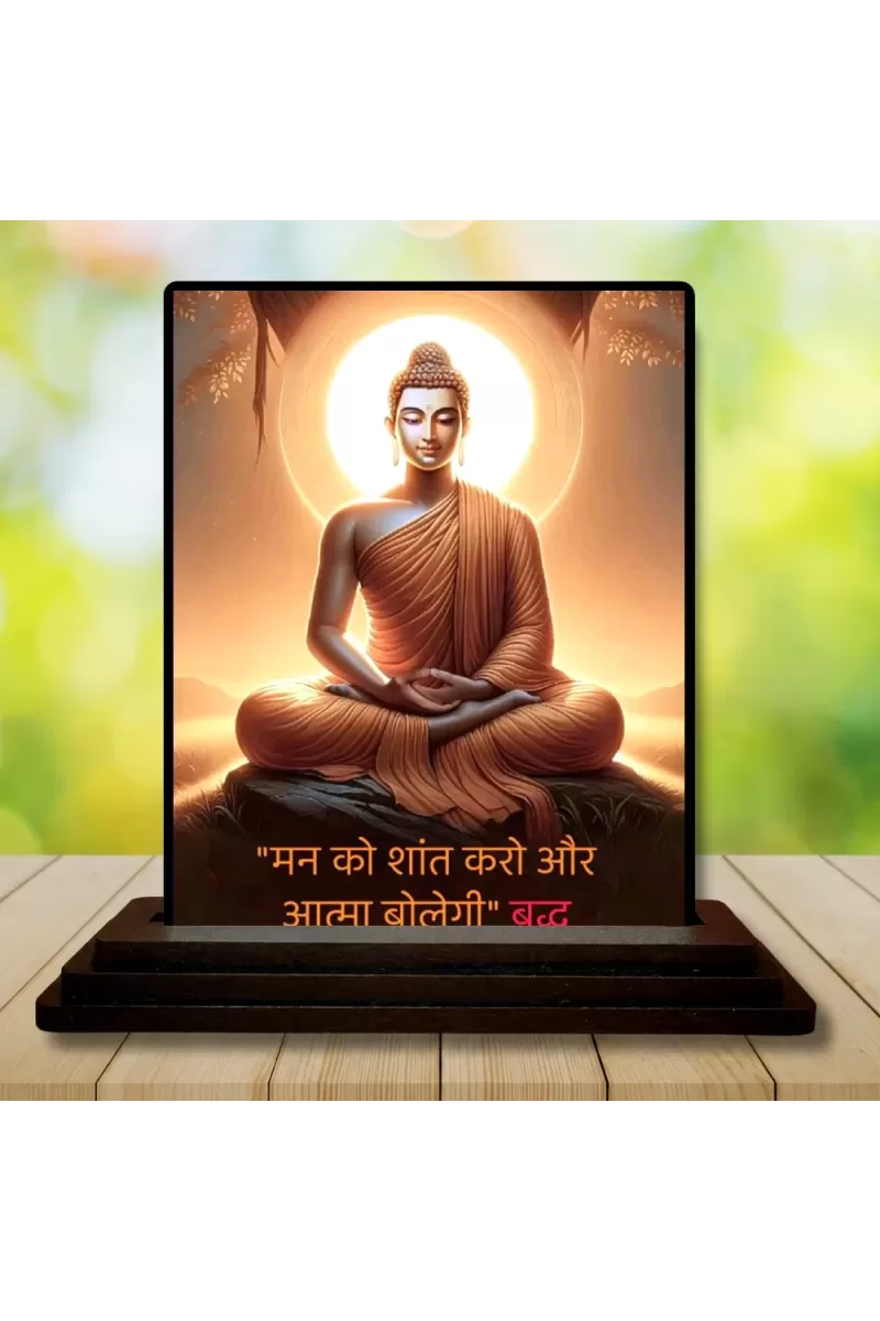Car Dashboard Gautama Buddha Wooden Photo Stand  3x4 Inches, Compact & Stylish Spiritual Display For Car, Home & Office (Pack Of 1) (F48832)