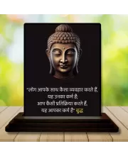 Car Dashboard Gautama Buddha Wooden Photo Stand  3x4 Inches, Compact & Stylish Spiritual Display For Car, Home & Office (Pack Of 1) (F48833)