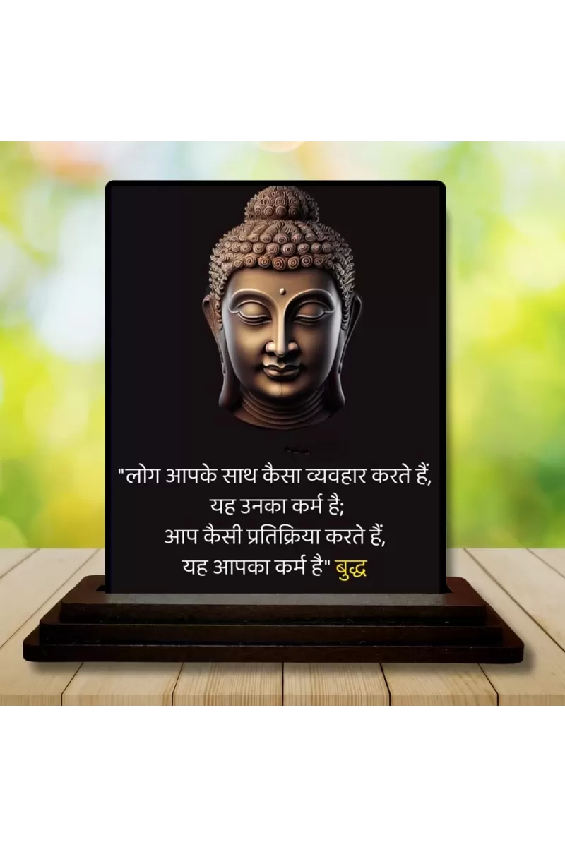 Car Dashboard Gautama Buddha Wooden Photo Stand  3x4 Inches, Compact & Stylish Spiritual Display For Car, Home & Office (Pack Of 1) (F48833)