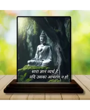 Car Dashboard Gautama Buddha Wooden Photo Stand  3x4 Inches, Compact & Stylish Spiritual Display For Car, Home & Office (Pack Of 1) (F48834)