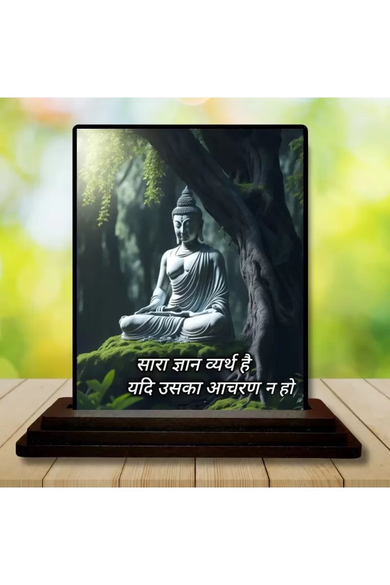 Car Dashboard Gautama Buddha Wooden Photo Stand  3x4 Inches, Compact & Stylish Spiritual Display For Car, Home & Office (Pack Of 1) (F48834)