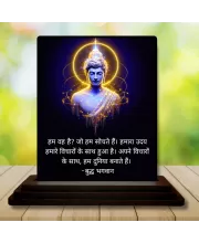 Car Dashboard Gautama Buddha Wooden Photo Stand  3x4 Inches, Compact & Stylish Spiritual Display For Car, Home & Office (Pack Of 1) (F48835)