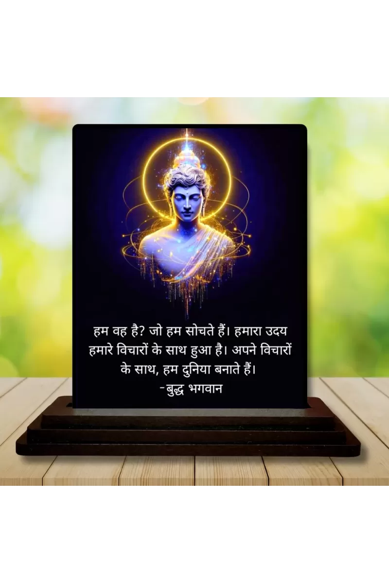 Car Dashboard Gautama Buddha Wooden Photo Stand  3x4 Inches, Compact & Stylish Spiritual Display For Car, Home & Office (Pack Of 1) (F48835)