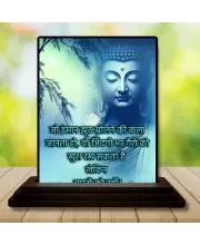 Car Dashboard Gautama Buddha Wooden Photo Stand  3x4 Inches, Compact & Stylish Spiritual Display For Car, Home & Office (Pack Of 1) (F48836)