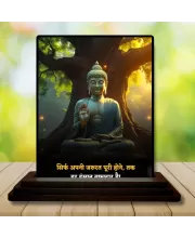 Car Dashboard Gautama Buddha Wooden Photo Stand  3x4 Inches, Compact & Stylish Spiritual Display For Car, Home & Office (Pack Of 1) (F48837)
