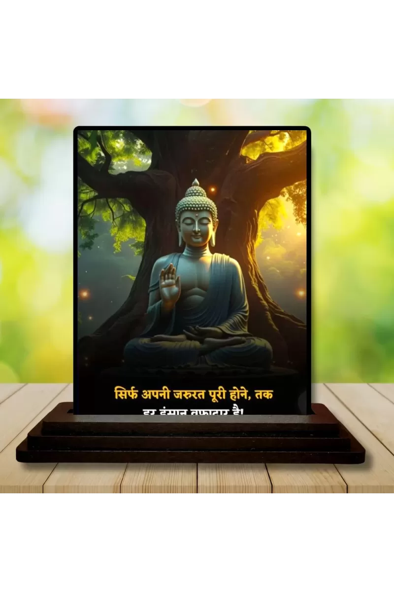 Car Dashboard Gautama Buddha Wooden Photo Stand  3x4 Inches, Compact & Stylish Spiritual Display For Car, Home & Office (Pack Of 1) (F48837)