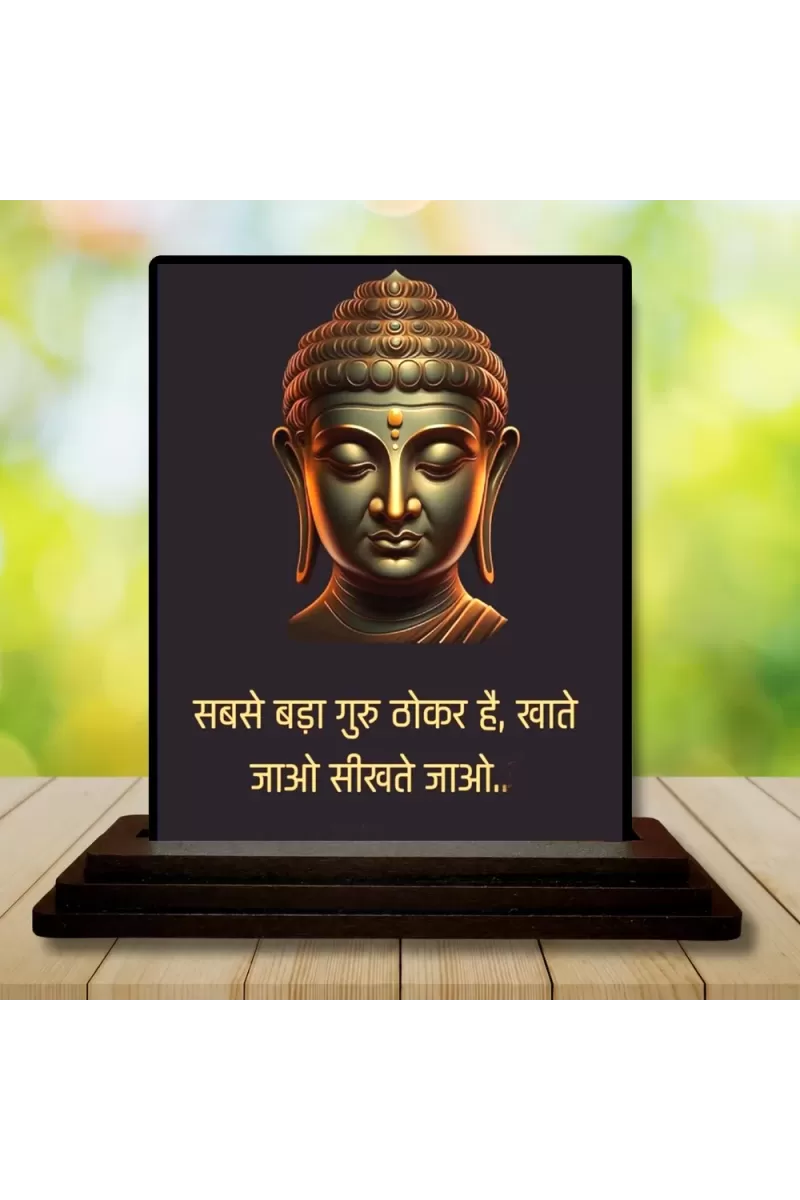 Car Dashboard Gautama Buddha Wooden Photo Stand  3x4 Inches, Compact & Stylish Spiritual Display For Car, Home & Office (Pack Of 1) (F48838)