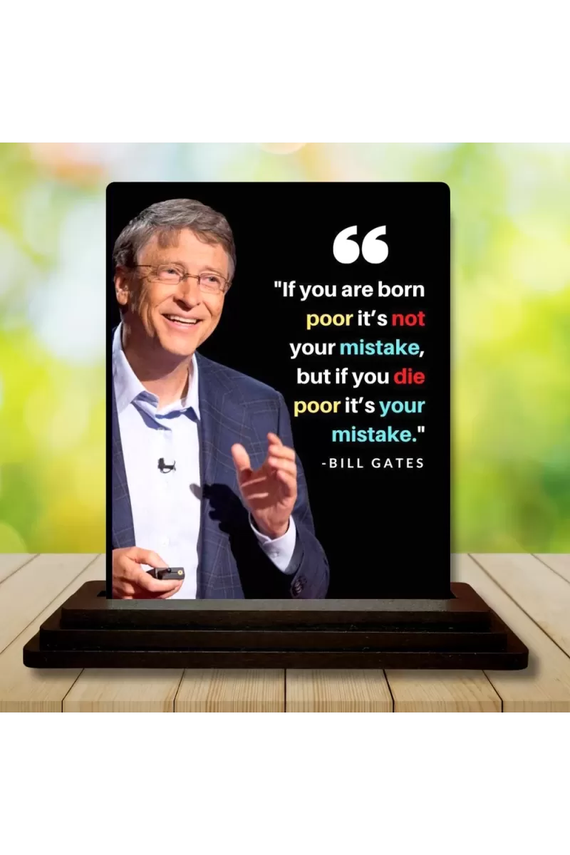 Car Dashboard Bill Gates Wooden Photo Stand  3x4 Inches, Compact & Stylish Spiritual Display For Car, Home & Office (Pack Of 1) (F48862)