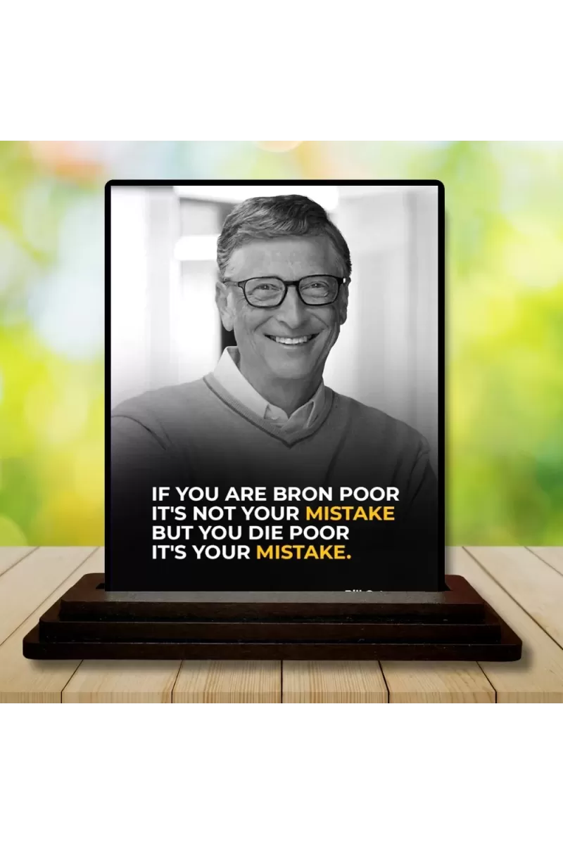 Car Dashboard Bill Gates Wooden Photo Stand  3x4 Inches, Compact & Stylish Spiritual Display For Car, Home & Office (Pack Of 1) (F48863)