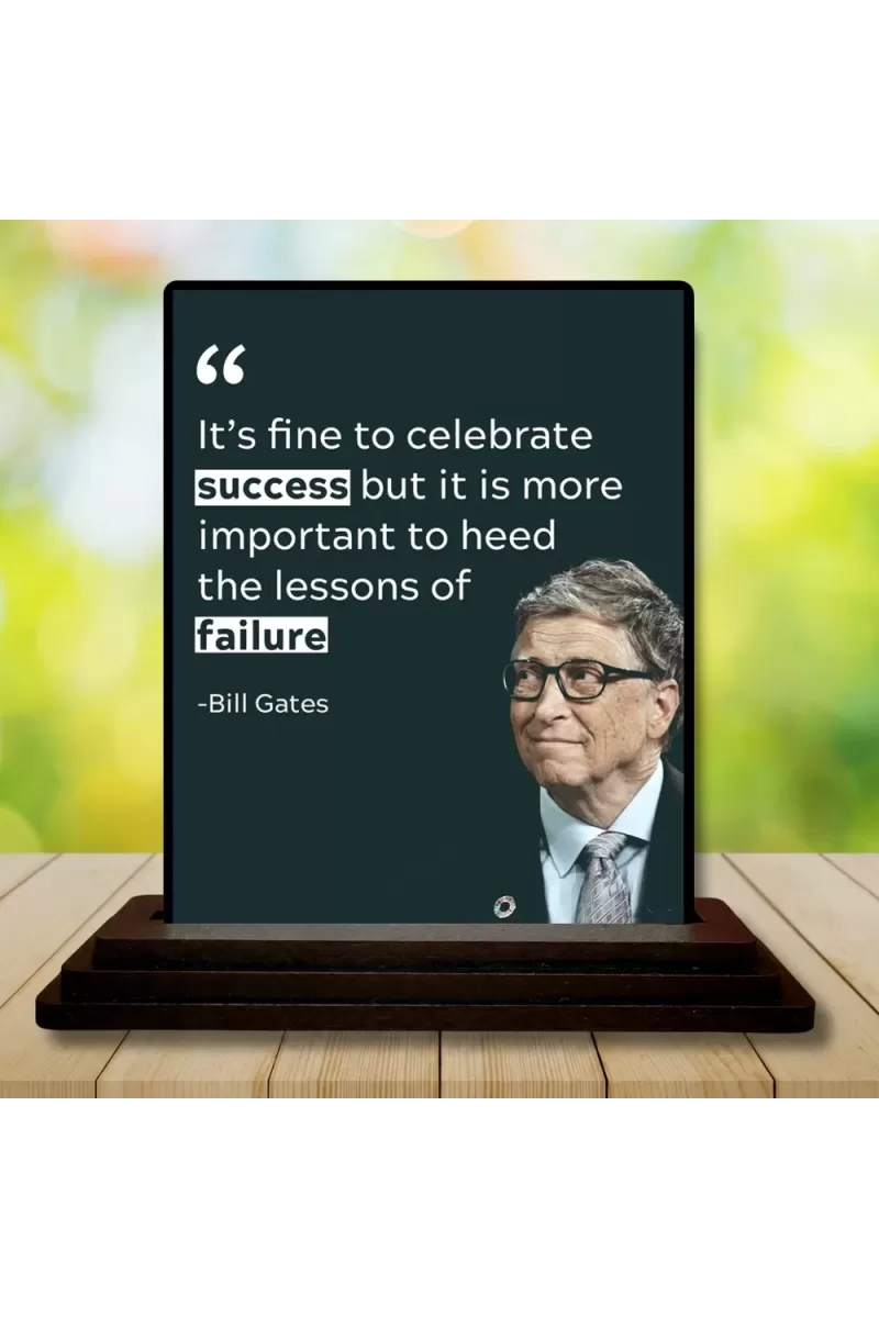 Car Dashboard Bill Gates Wooden Photo Stand  3x4 Inches, Compact & Stylish Spiritual Display For Car, Home & Office (Pack Of 1) (F48865)