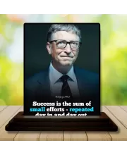 Car Dashboard Bill Gates Wooden Photo Stand  3x4 Inches, Compact & Stylish Spiritual Display For Car, Home & Office (Pack Of 1) (F48866)