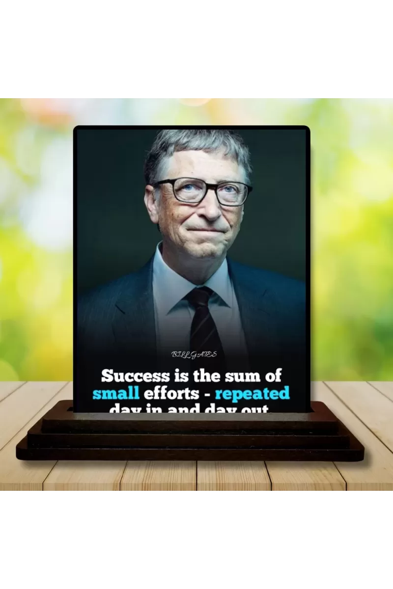 Car Dashboard Bill Gates Wooden Photo Stand  3x4 Inches, Compact & Stylish Spiritual Display For Car, Home & Office (Pack Of 1) (F48866)