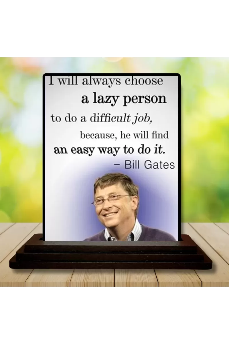 Car Dashboard Bill Gates Wooden Photo Stand  3x4 Inches, Compact & Stylish Spiritual Display For Car, Home & Office (Pack Of 1) (F48867)