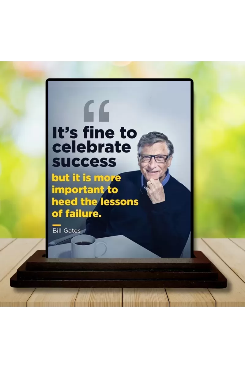 Car Dashboard Bill Gates Wooden Photo Stand  3x4 Inches, Compact & Stylish Spiritual Display For Car, Home & Office (Pack Of 1) (F48868)