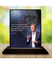 Car Dashboard Bill Gates Wooden Photo Stand  3x4 Inches, Compact & Stylish Spiritual Display For Car, Home & Office (Pack Of 1) (F48869)