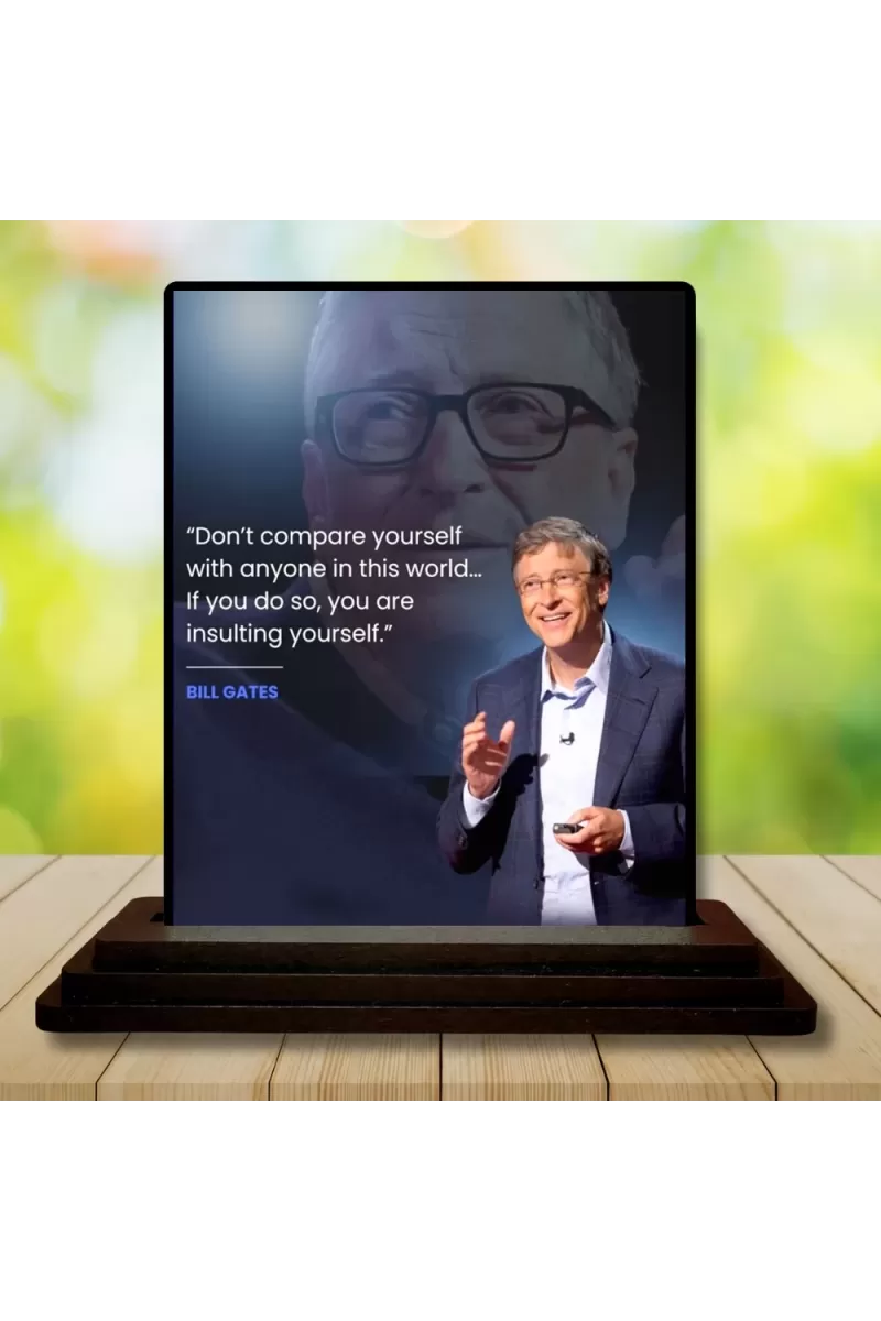 Car Dashboard Bill Gates Wooden Photo Stand  3x4 Inches, Compact & Stylish Spiritual Display For Car, Home & Office (Pack Of 1) (F48869)