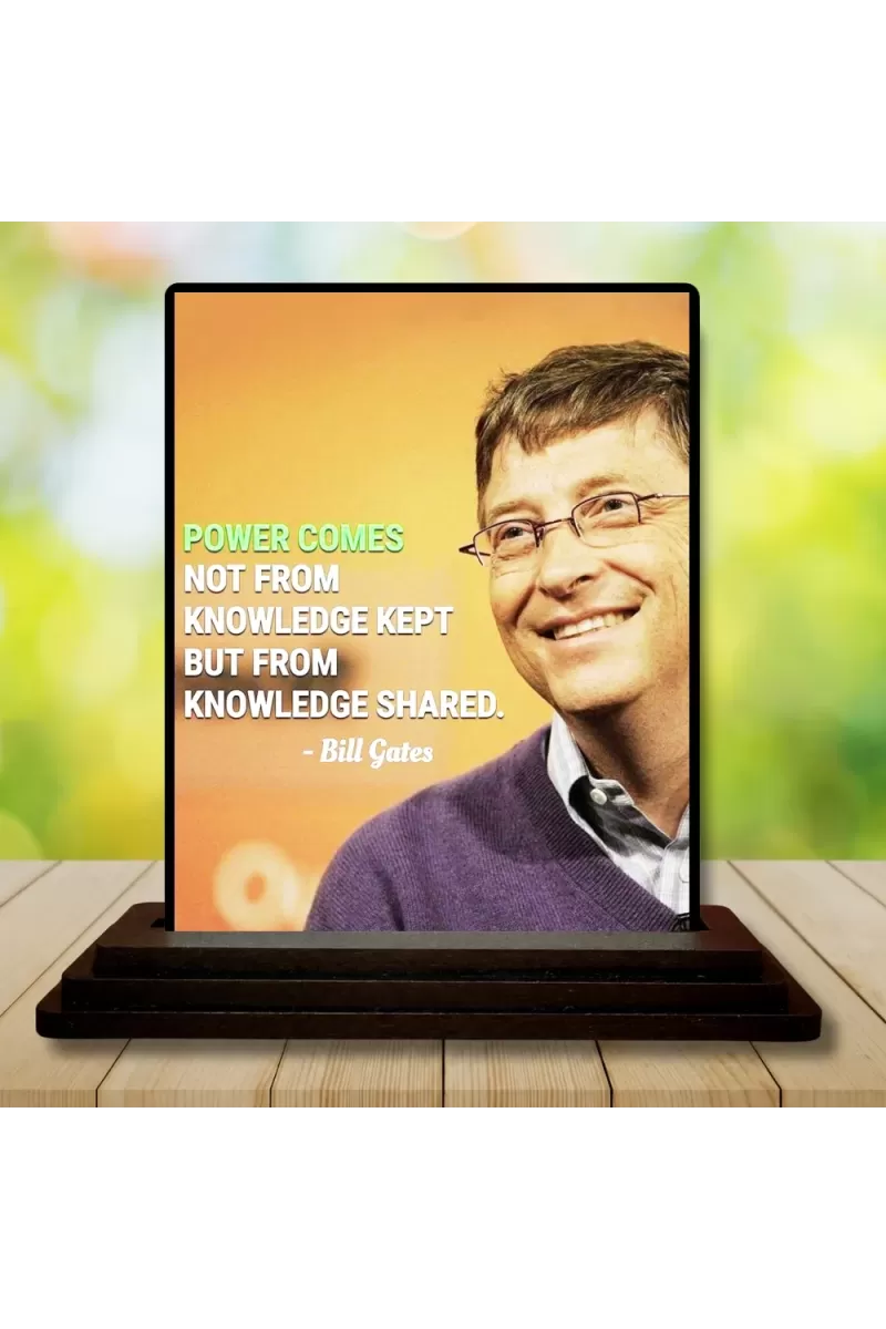 Car Dashboard Bill Gates Wooden Photo Stand  3x4 Inches, Compact & Stylish Spiritual Display For Car, Home & Office (Pack Of 1) (F48870)
