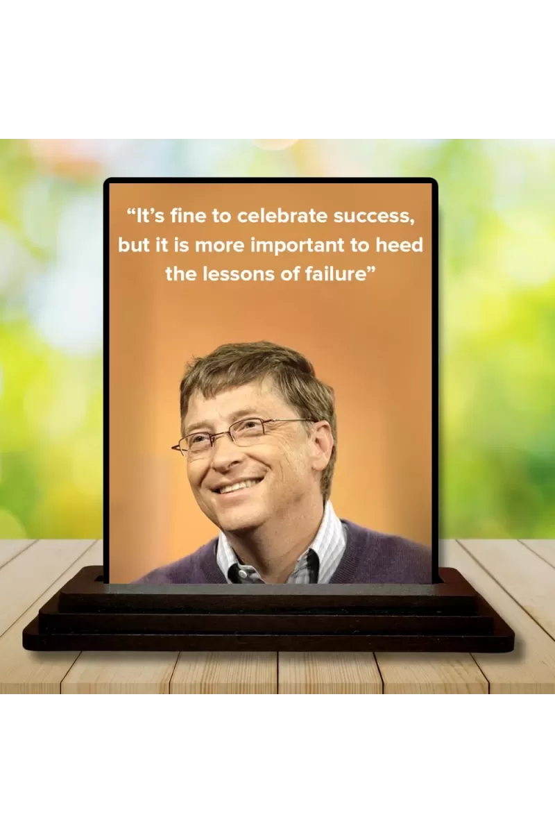 Car Dashboard Bill Gates Wooden Photo Stand  3x4 Inches, Compact & Stylish Spiritual Display For Car, Home & Office (Pack Of 1) (F48871)