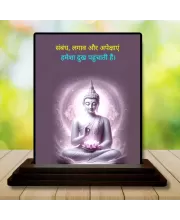 Car Dashboard Gautama Buddha Wooden Photo Stand  3x4 Inches, Compact & Stylish Spiritual Display For Car, Home & Office (Pack Of 1) (F48872)