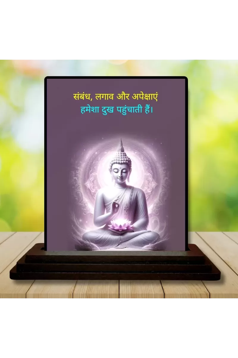 Car Dashboard Gautama Buddha Wooden Photo Stand  3x4 Inches, Compact & Stylish Spiritual Display For Car, Home & Office (Pack Of 1) (F48872)