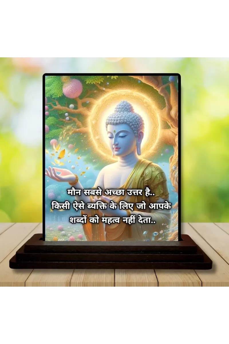 Car Dashboard Gautama Buddha Wooden Photo Stand  3x4 Inches, Compact & Stylish Spiritual Display For Car, Home & Office (Pack Of 1) (F48873)