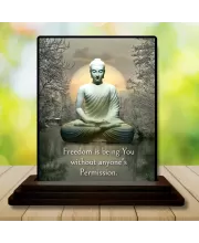 Car Dashboard Gautama Buddha Wooden Photo Stand  3x4 Inches, Compact & Stylish Spiritual Display For Car, Home & Office (Pack Of 1) (F48876)