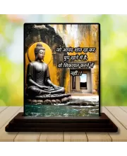 Car Dashboard Gautama Buddha Wooden Photo Stand  3x4 Inches, Compact & Stylish Spiritual Display For Car, Home & Office (Pack Of 1) (F48877)