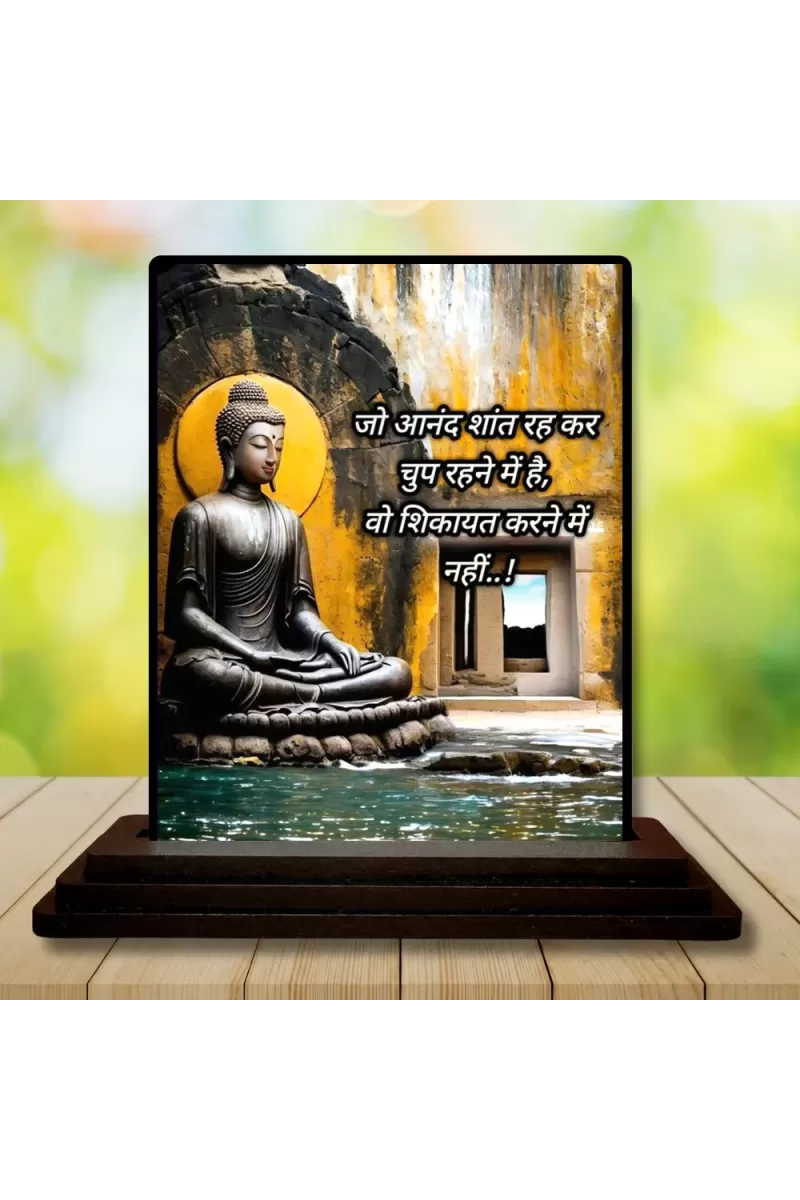 Car Dashboard Gautama Buddha Wooden Photo Stand  3x4 Inches, Compact & Stylish Spiritual Display For Car, Home & Office (Pack Of 1) (F48877)