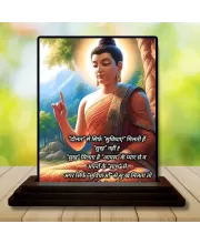 Car Dashboard Gautama Buddha Wooden Photo Stand  3x4 Inches, Compact & Stylish Spiritual Display For Car, Home & Office (Pack Of 1) (F48878)
