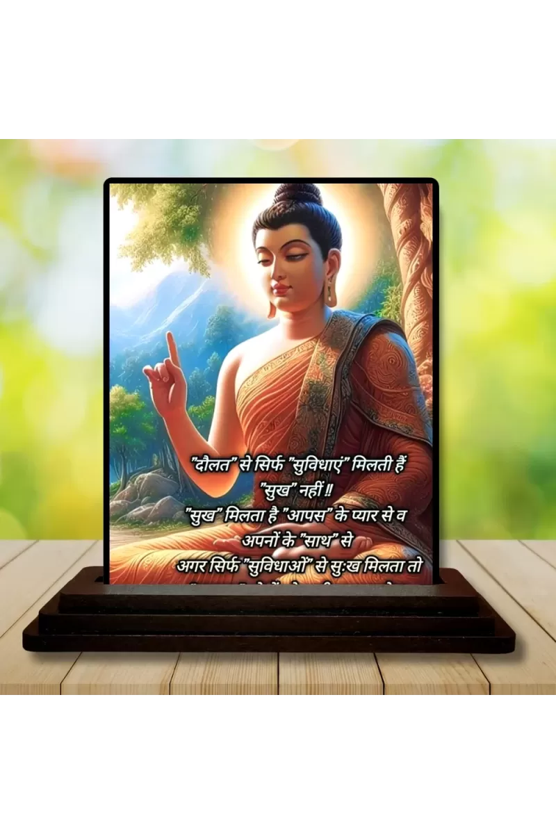 Car Dashboard Gautama Buddha Wooden Photo Stand  3x4 Inches, Compact & Stylish Spiritual Display For Car, Home & Office (Pack Of 1) (F48878)