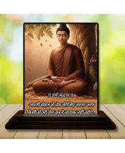 Car Dashboard Gautama Buddha Wooden Photo Stand  3x4 Inches, Compact & Stylish Spiritual Display For Car, Home & Office (Pack Of 1) (F48880)