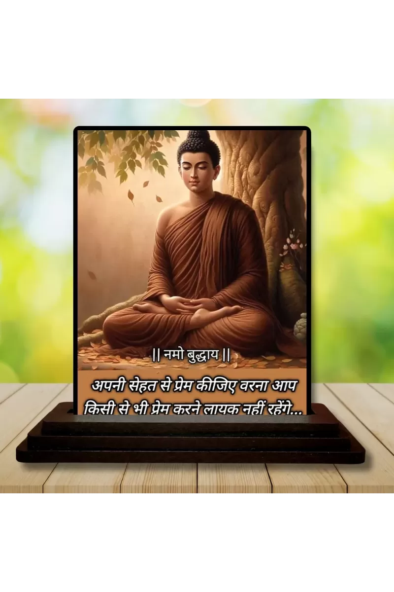 Car Dashboard Gautama Buddha Wooden Photo Stand  3x4 Inches, Compact & Stylish Spiritual Display For Car, Home & Office (Pack Of 1) (F48880)