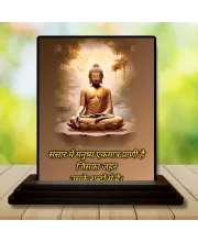 Car Dashboard Gautama Buddha Wooden Photo Stand  3x4 Inches, Compact & Stylish Spiritual Display For Car, Home & Office (Pack Of 1) (F48882)
