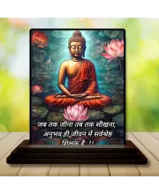 Car Dashboard Gautama Buddha Wooden Photo Stand  3x4 Inches, Compact & Stylish Spiritual Display For Car, Home & Office (Pack Of 1) (F48883)