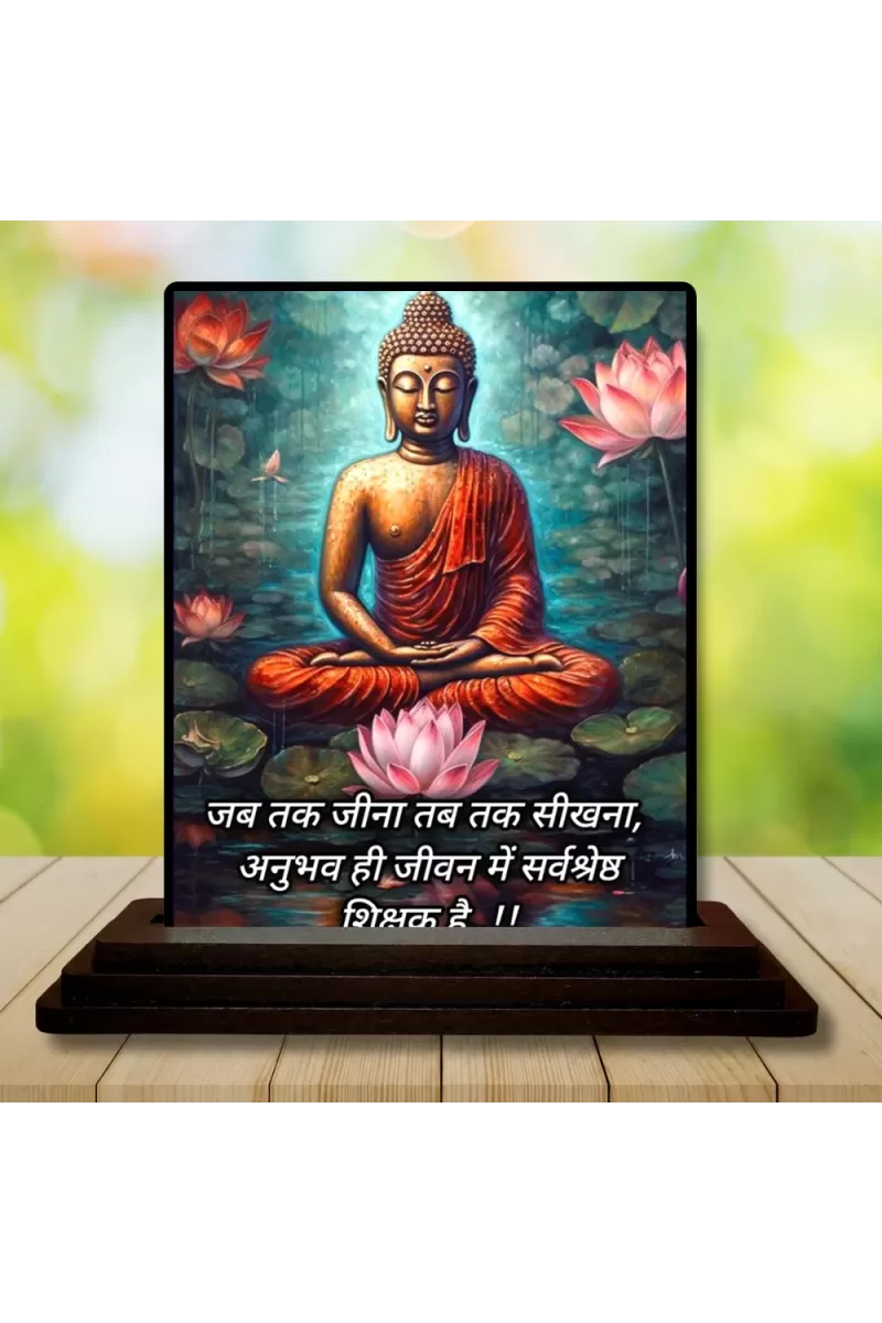 Car Dashboard Gautama Buddha Wooden Photo Stand  3x4 Inches, Compact & Stylish Spiritual Display For Car, Home & Office (Pack Of 1) (F48883)