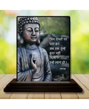 Car Dashboard Gautama Buddha Wooden Photo Stand  3x4 Inches, Compact & Stylish Spiritual Display For Car, Home & Office (Pack Of 1) (F48884)