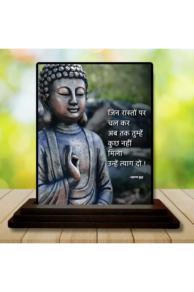 Car Dashboard Gautama Buddha Wooden Photo Stand  3x4 Inches, Compact & Stylish Spiritual Display For Car, Home & Office (Pack Of 1) (F48884)
