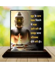 Car Dashboard Gautama Buddha Wooden Photo Stand  3x4 Inches, Compact & Stylish Spiritual Display For Car, Home & Office (Pack Of 1) (F48885)