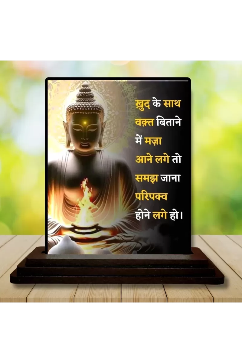 Car Dashboard Gautama Buddha Wooden Photo Stand  3x4 Inches, Compact & Stylish Spiritual Display For Car, Home & Office (Pack Of 1) (F48885)