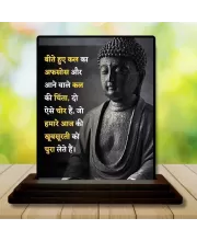 Car Dashboard Gautama Buddha Wooden Photo Stand  3x4 Inches, Compact & Stylish Spiritual Display For Car, Home & Office (Pack Of 1) (F48886)