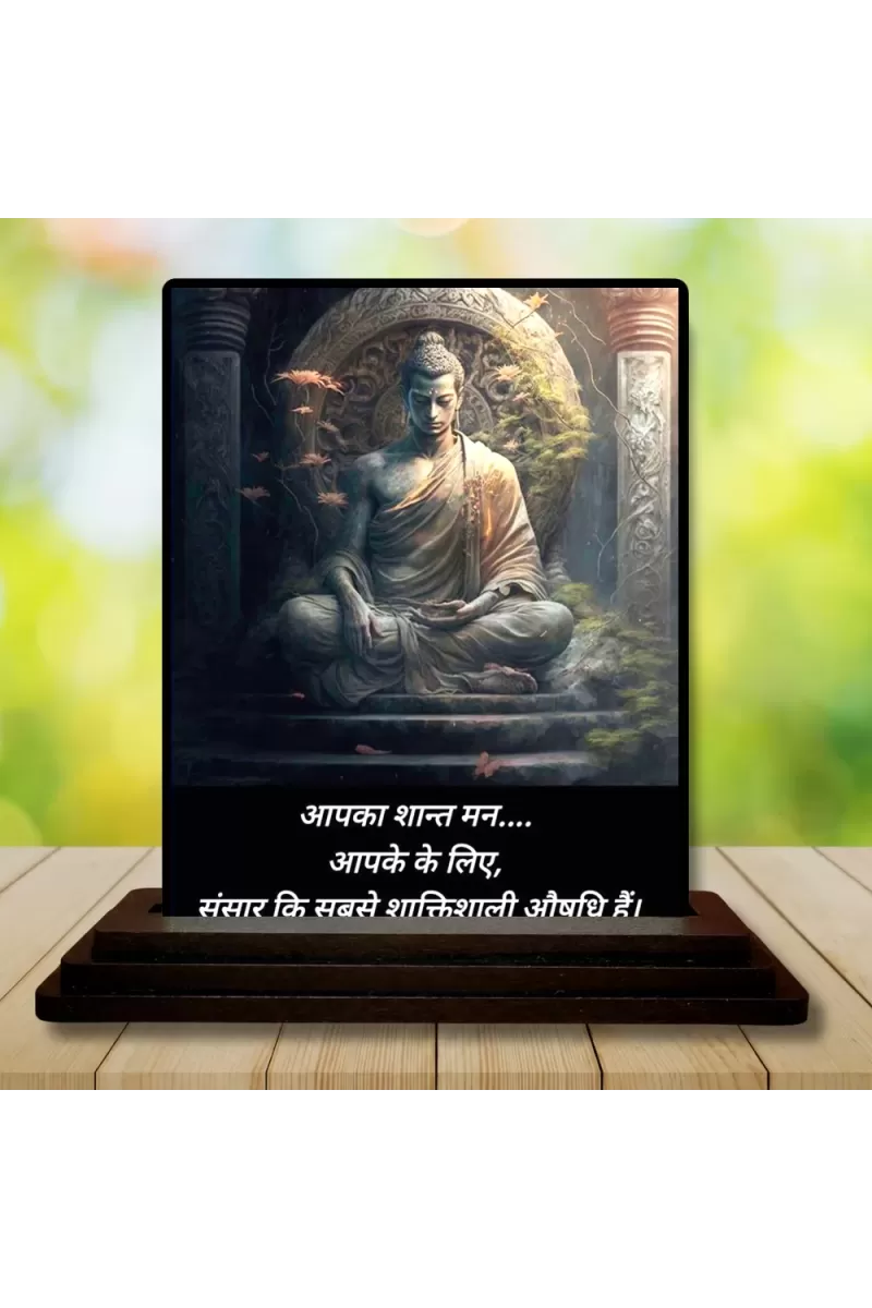 Car Dashboard Gautama Buddha Wooden Photo Stand  3x4 Inches, Compact & Stylish Spiritual Display For Car, Home & Office (Pack Of 1) (F48887)