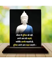 Car Dashboard Gautama Buddha Wooden Photo Stand  3x4 Inches, Compact & Stylish Spiritual Display For Car, Home & Office (Pack Of 1) (F48889)