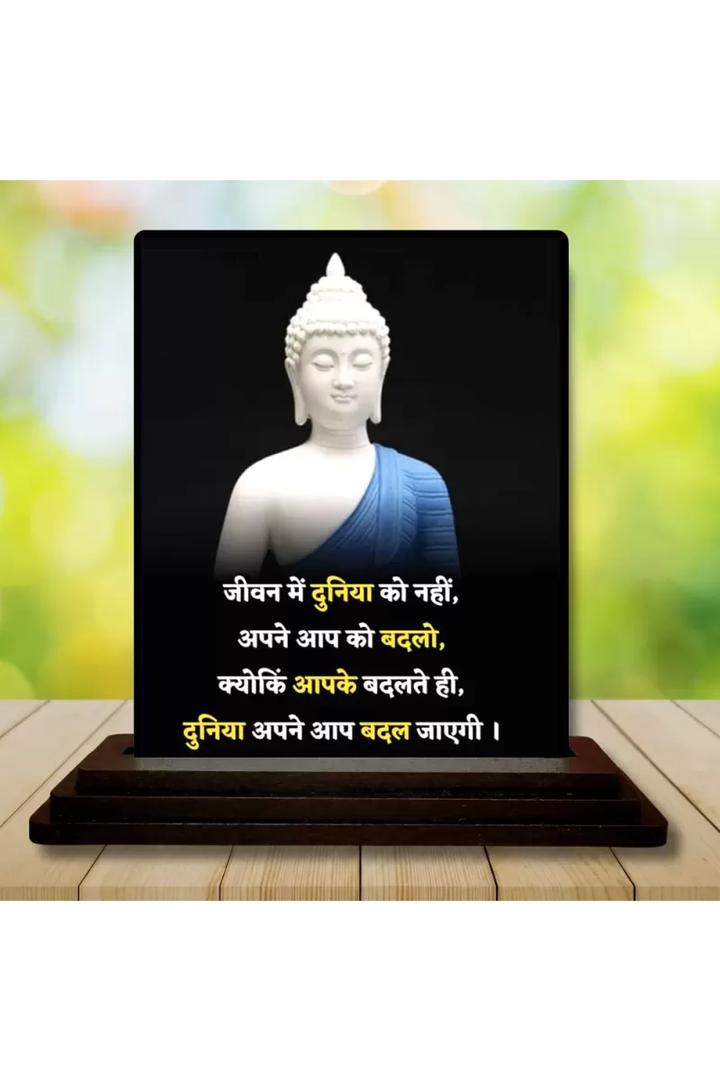 Car Dashboard Gautama Buddha Wooden Photo Stand  3x4 Inches, Compact & Stylish Spiritual Display For Car, Home & Office (Pack Of 1) (F48889)