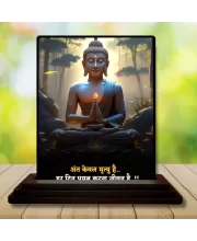 Car Dashboard Gautama Buddha Wooden Photo Stand  3x4 Inches, Compact & Stylish Spiritual Display For Car, Home & Office (Pack Of 1) (F48890)
