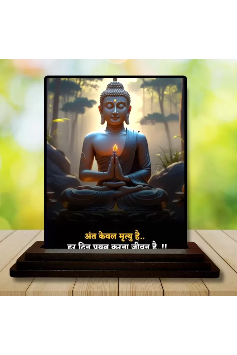 Car Dashboard Gautama Buddha Wooden Photo Stand  3x4 Inches, Compact & Stylish Spiritual Display For Car, Home & Office (Pack Of 1) (F48890)