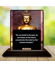 Car Dashboard Gautama Buddha Wooden Photo Stand  3x4 Inches, Compact & Stylish Spiritual Display For Car, Home & Office (Pack Of 1) (F48891)