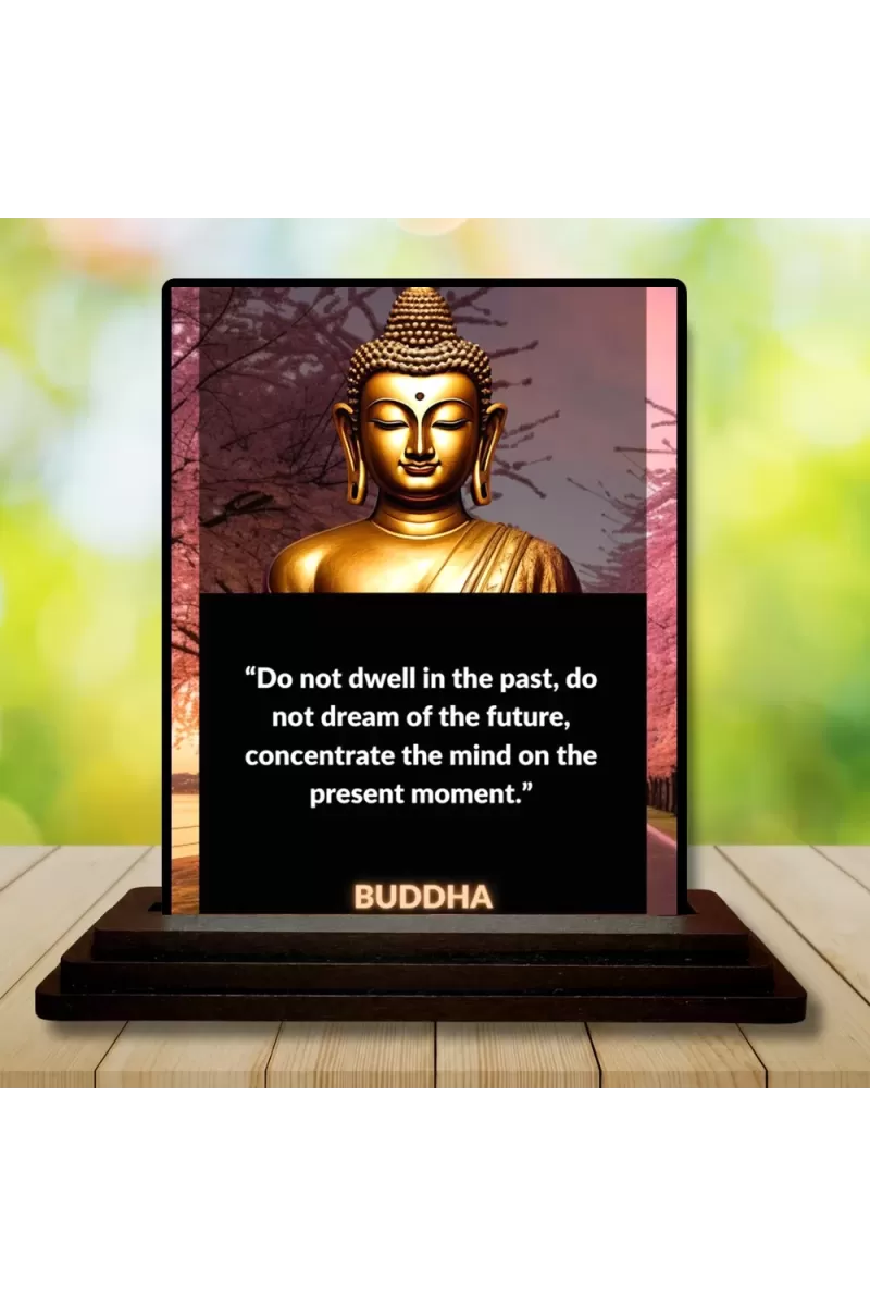 Car Dashboard Gautama Buddha Wooden Photo Stand  3x4 Inches, Compact & Stylish Spiritual Display For Car, Home & Office (Pack Of 1) (F48891)